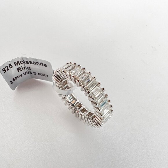 925 Sterling Sliver Moissanite Men Engagement/Wedding Band, 3.4ctw VVS Stones Hi - Picture 2 of 6